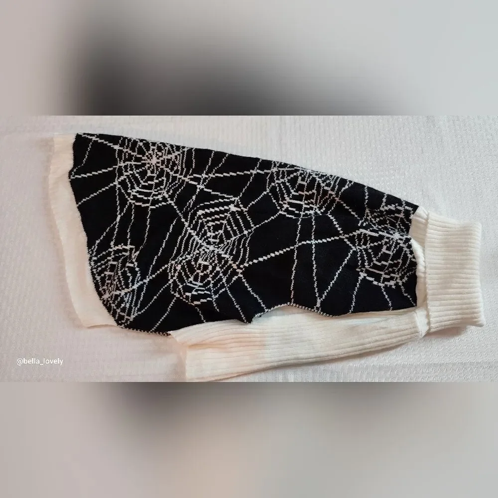 🏖 Spiderweb Halloween Dog Sweater Turtleneck Pet Outfit Size Extra Large XL